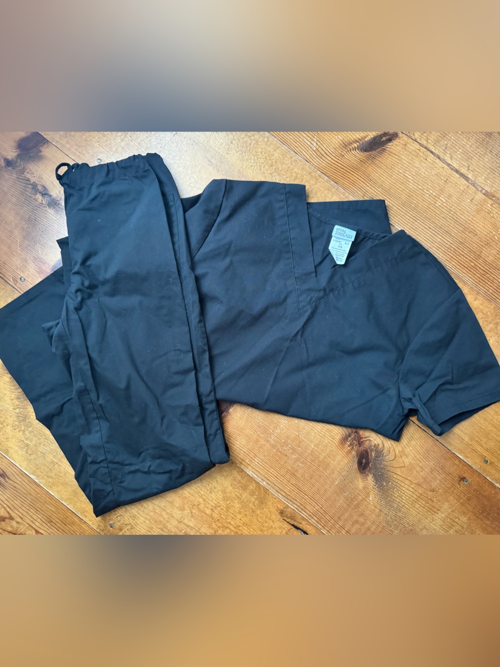 Adult XS Scrub Set Vital Threads Black Top and Bottom